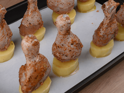 Chicken Drumstick and Potato on a Stick