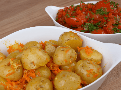 Batatas com Parmesão e Tomates