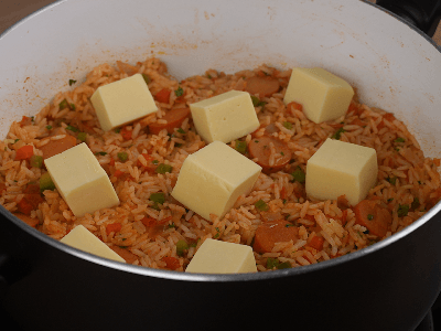 Different Rice with Hotdog Sausages and Cheese