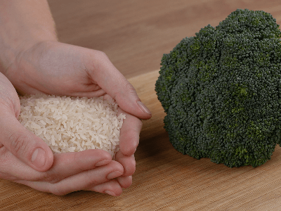 Arroz con brócoli asado