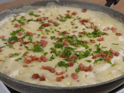 Pasta with Bacon and Potato Sauce 
