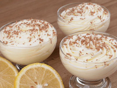 Lemon Mousse with Chocolate Shavings