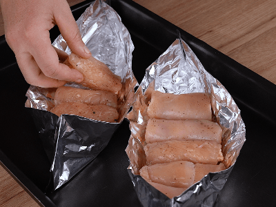 Chicken baked in foil trays