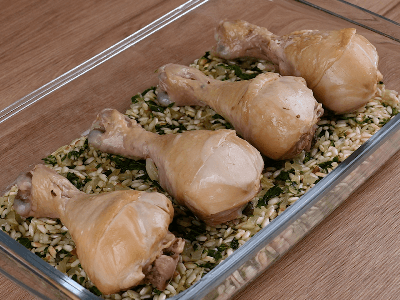 Coxas de Frango com Arroz no Forno