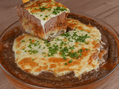 Purê de Batata com Carne e Queijo