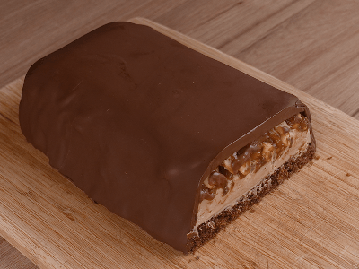 Chocolate-Covered Bar Filled with Cream and Peanut Caramel