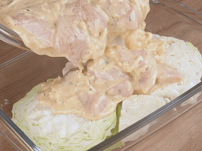 Cabbage with Chicken and Cheese