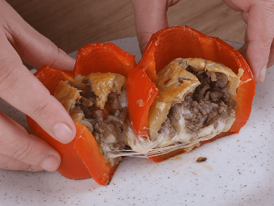 Pimentão Recheado com Carne e Queijo