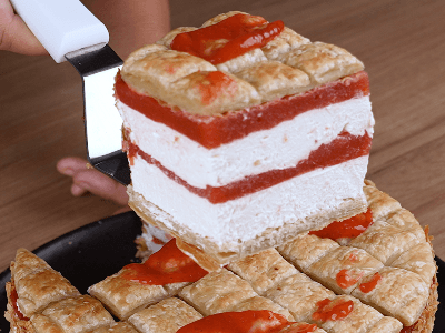 Strawberry Jam Dessert with Whipped Cream