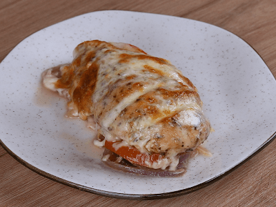 Pechuga de pollo con queso en papel aluminio