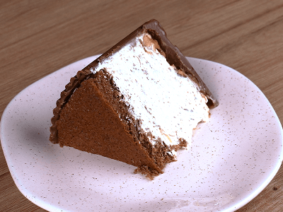 Chocolate Shell Cake Filled with Caramel and Cream