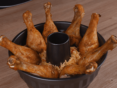 Coxas de Frango Assadas com Arroz