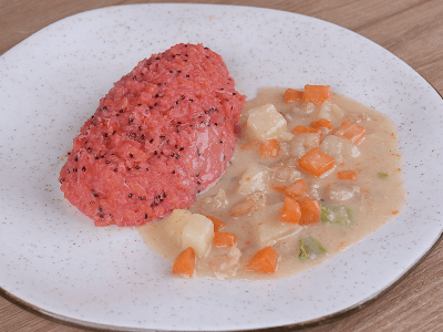 Arroz com Caldo de Legumes e Camarão