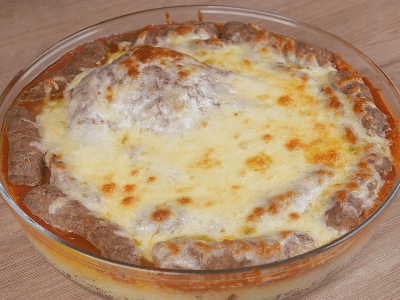 Purê com Carne e Queijo