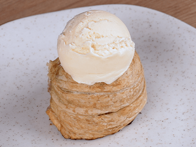 Dessert Filled with Apple and Ice Cream