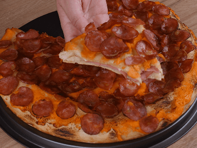 Pizza Stuffed with Mortadella and Cheese