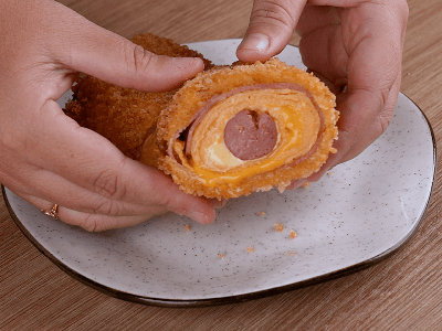 Omelet Stuffed with Hotdog Sausage