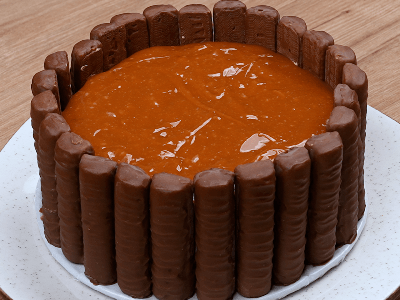 Torta de Chocolate Com Morango e Caramelo