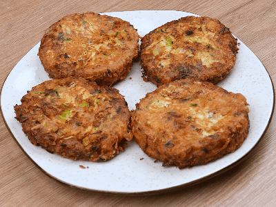 Cabbage Fritters with Carrot and Bacon